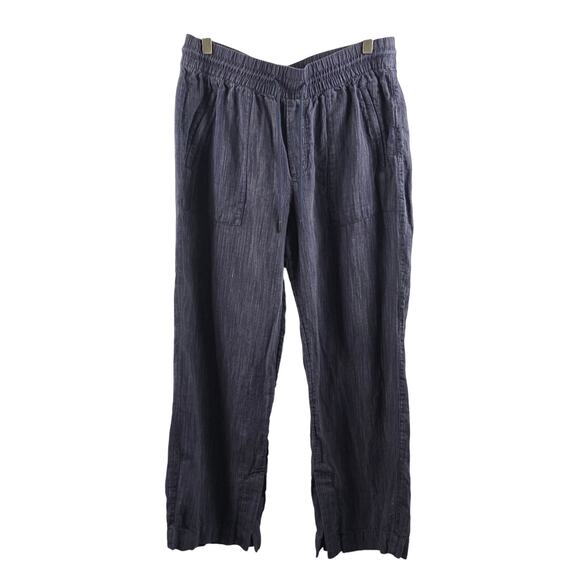 Athleta 100% Linen Retreat High Rise Wide Leg Pant Blue Size Medium - Picture 1 of 9